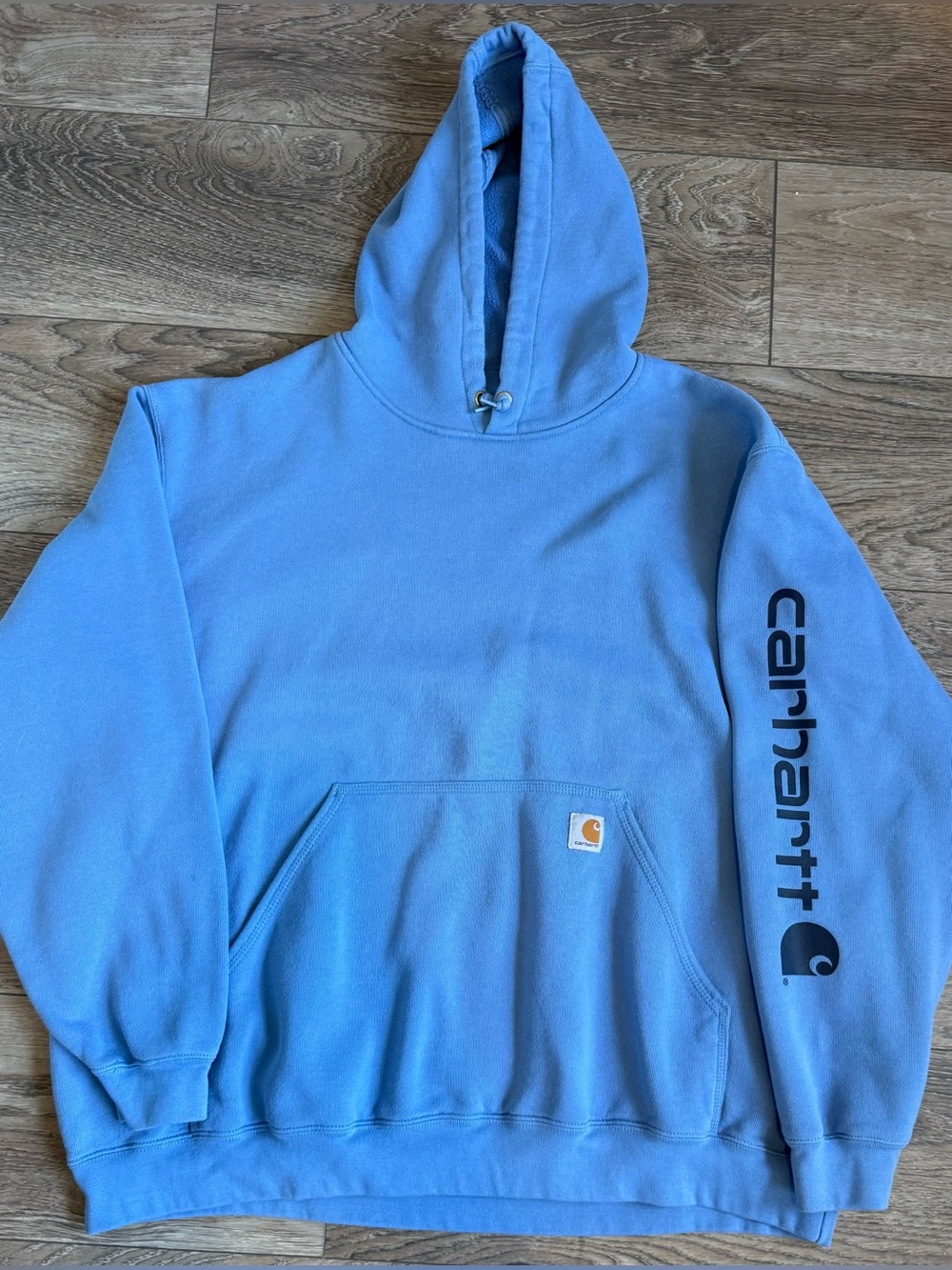 40. Carhartt Original Fit Logo Sleeve Hoodie Blue 3XL